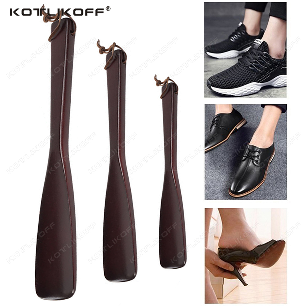 （Summer6）Professional Wooden Shoe Horn Flexible Long Handle Shoehorn Useful Shoe Lifter