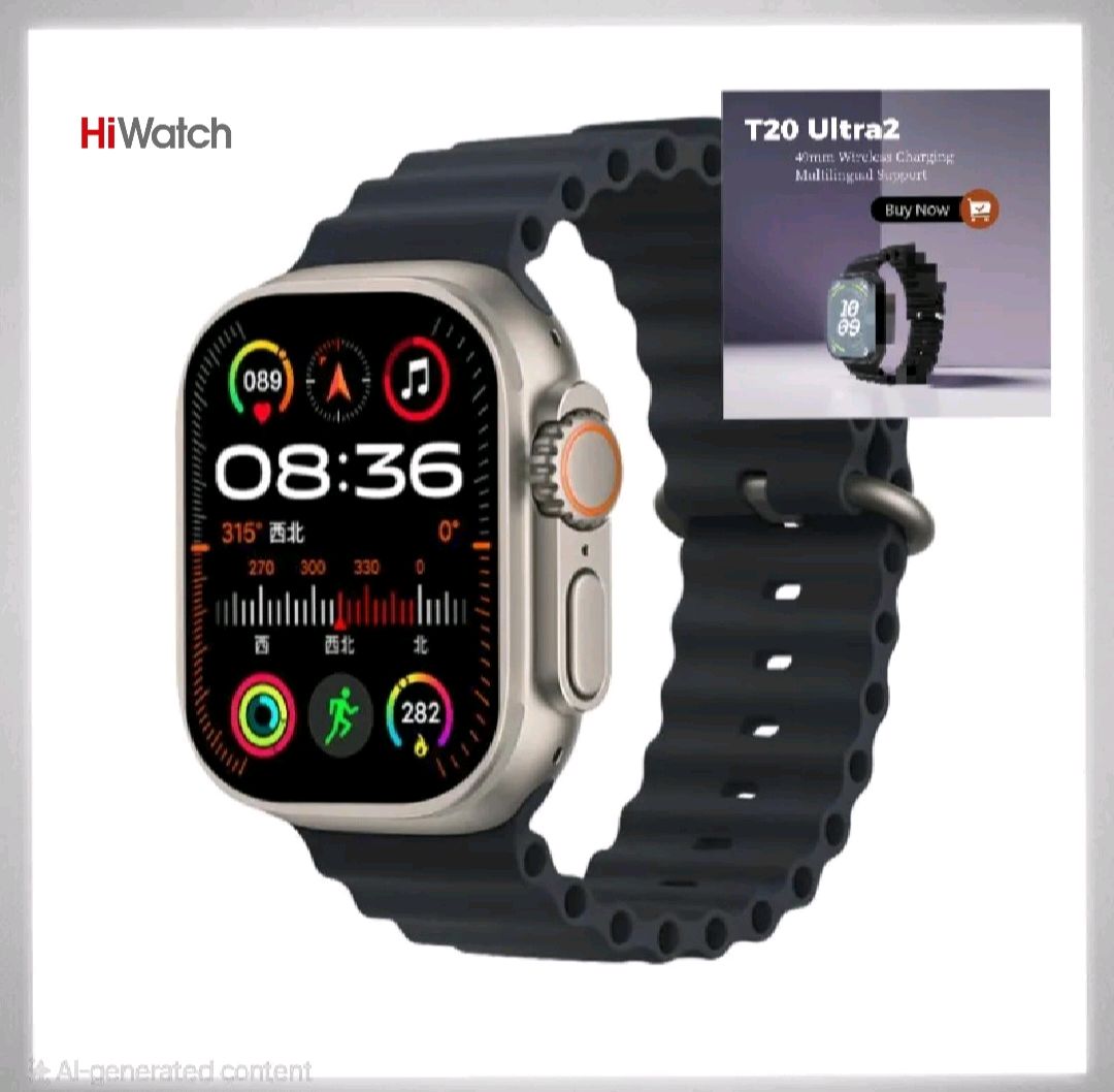 Original Hiwatch Pro T20 Ultra 2 Bluetooth Calling Smart Watch with Heart and Sports Monitaring with 4 Bands