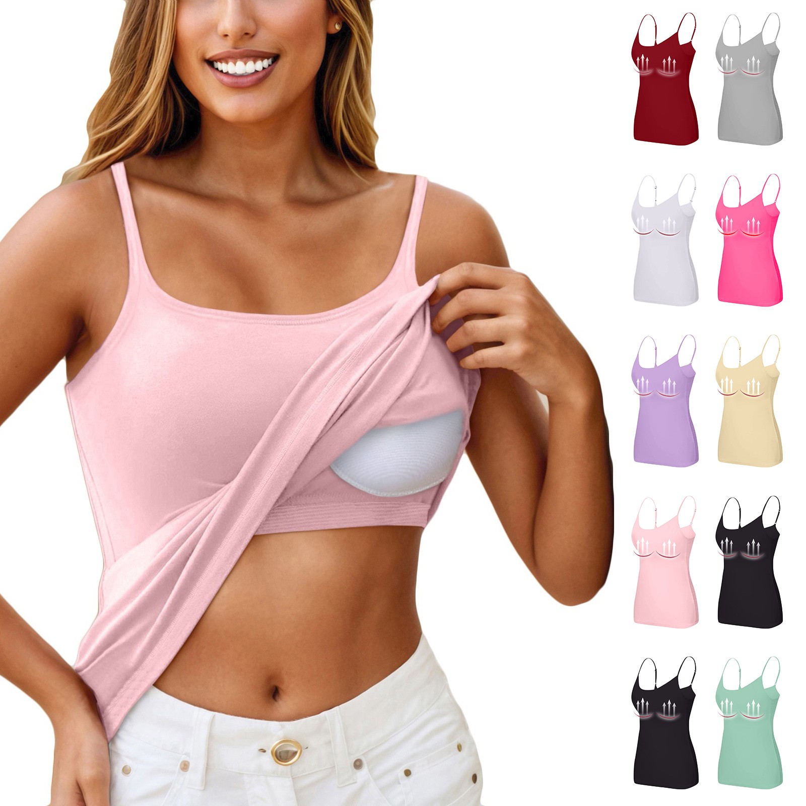 Women's Solid Color Fashion Simple Daily Vest With Chest Pad Four Seasons Basic Soft And Comfortable Versatile Camisole