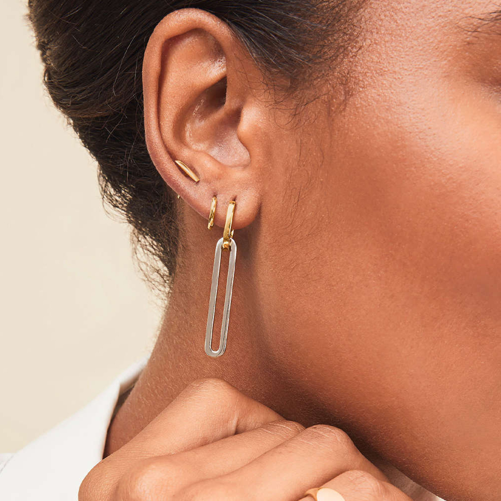 New Gold&Silver Plated Geometric Circle Hoop Earrings for Women Creative Mixed Color Double Layer Ear Hoops Fashion Jewelry