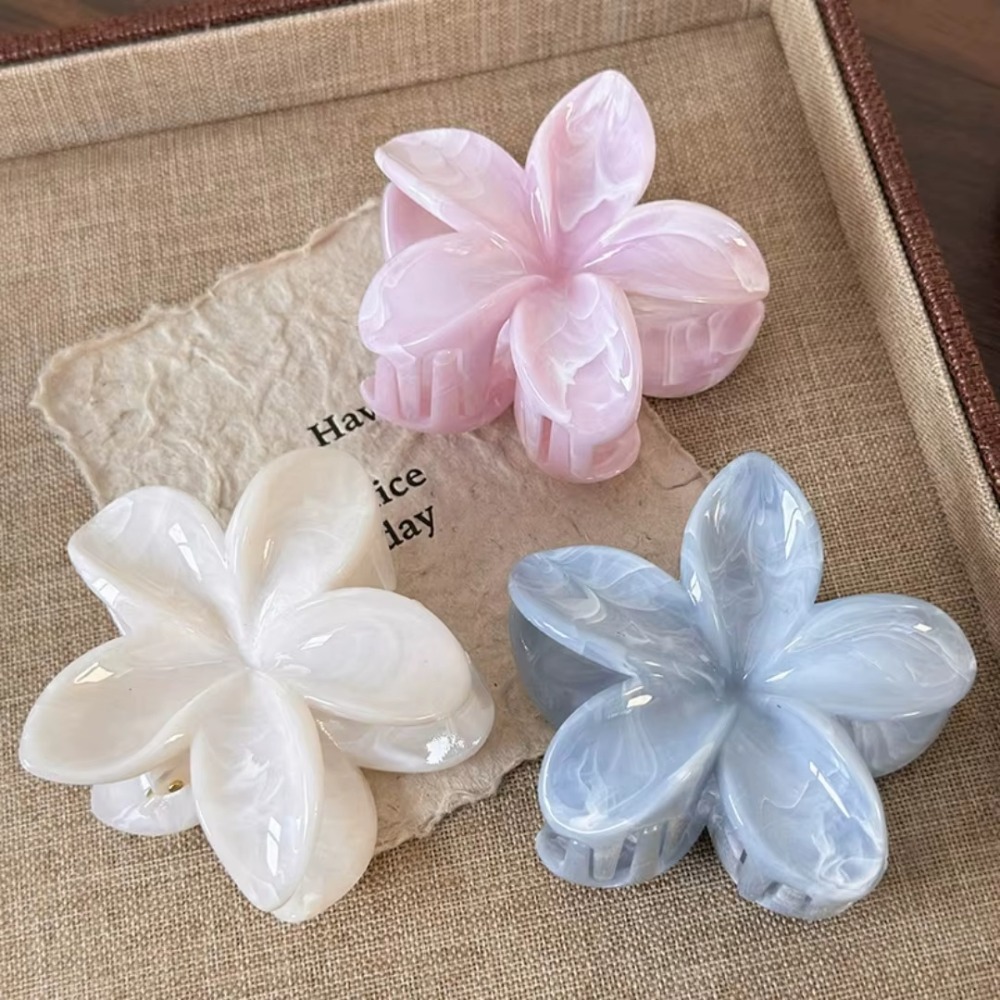 Hawaiian Flower Hair Grip Fresh and Sweet Egg Flower Back of Head Disc Hair Shark Clip Hair Ornament Beauty Butterfly Hair Clip