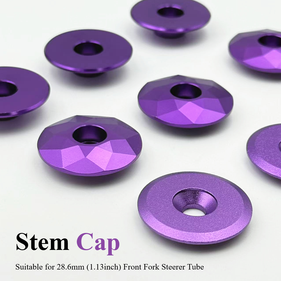 1pc Purple Bicycle Stem Cap, High-Strength Aluminum Alloy with Stainless Steel Screws, Fits 28.6mm Front Fork, CNC, Anodized