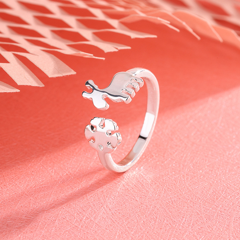 New Fashion Small Fresh Simple Snow Deer Drawing 925 Sterling Silver Jewelry Temperament Opening Rings R015