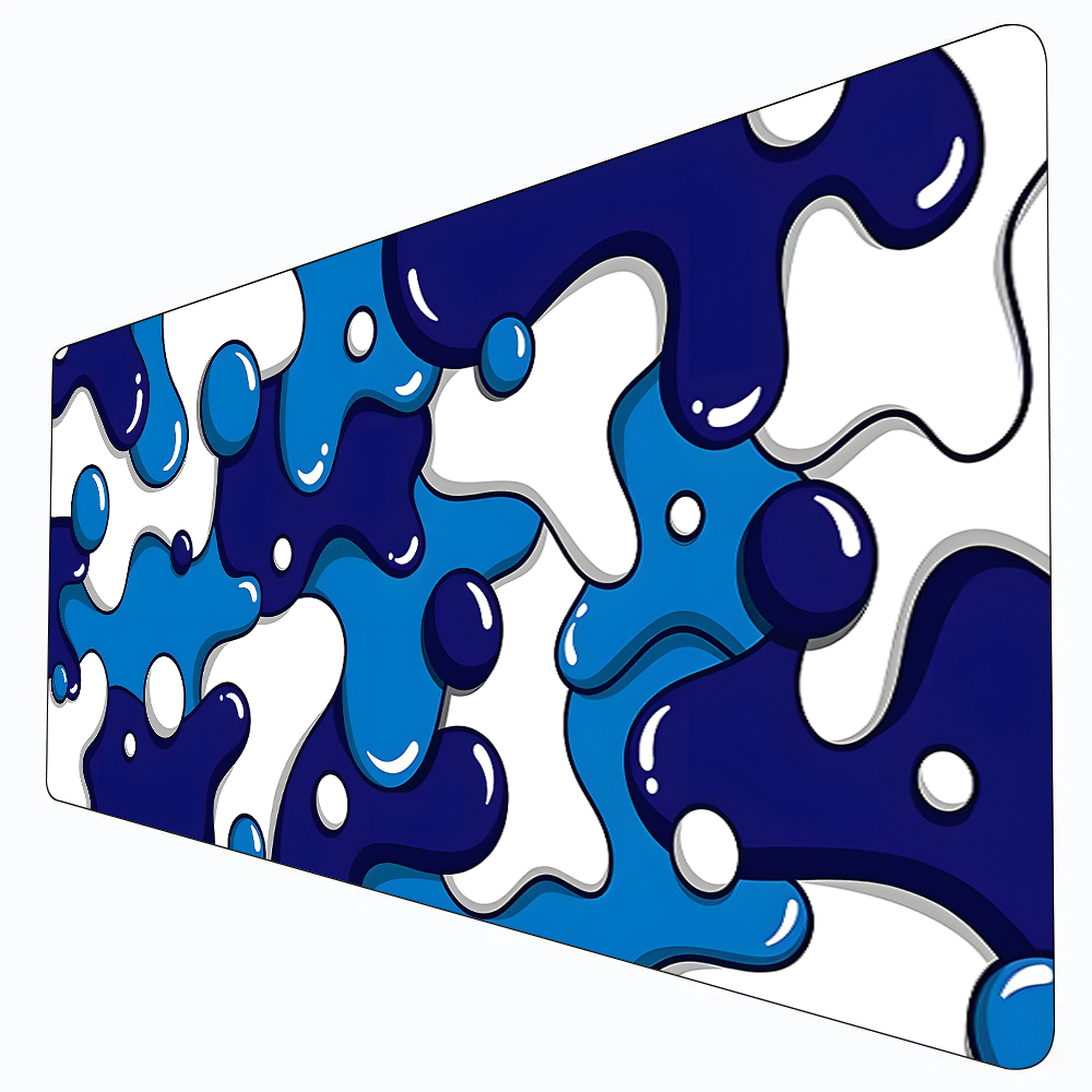 Mouse Pad Desk Mat Blue and white bubble theme Mousepad with Stitched Edges Non-Slip Base keypad Extended pad gaming mat