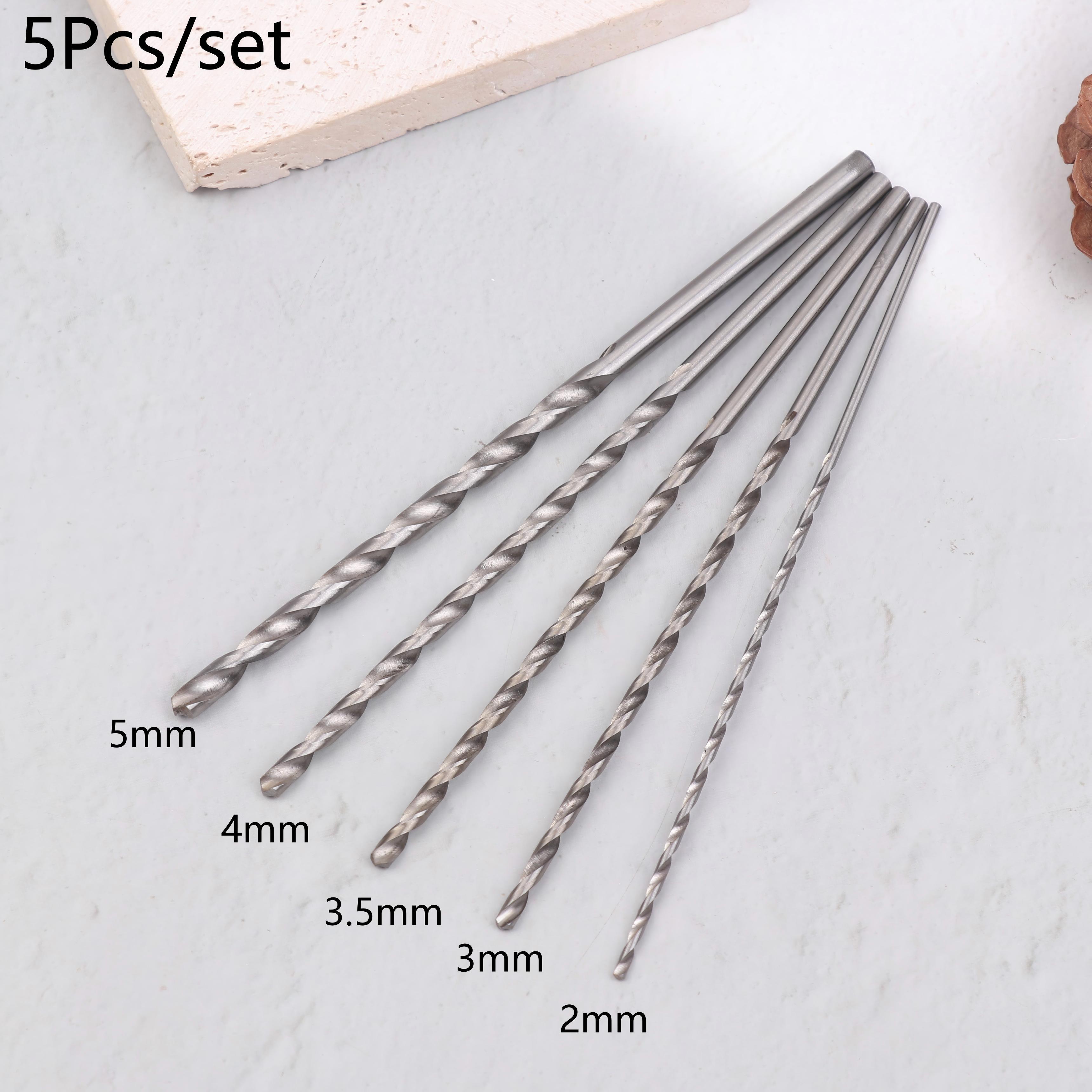 **5Pcs 2mm 3mm 3.5mm 4mm 5mm Twist Drill Bit Kit For Wood Plastic Alloy Metal Woodworking Deep Hole Drilling