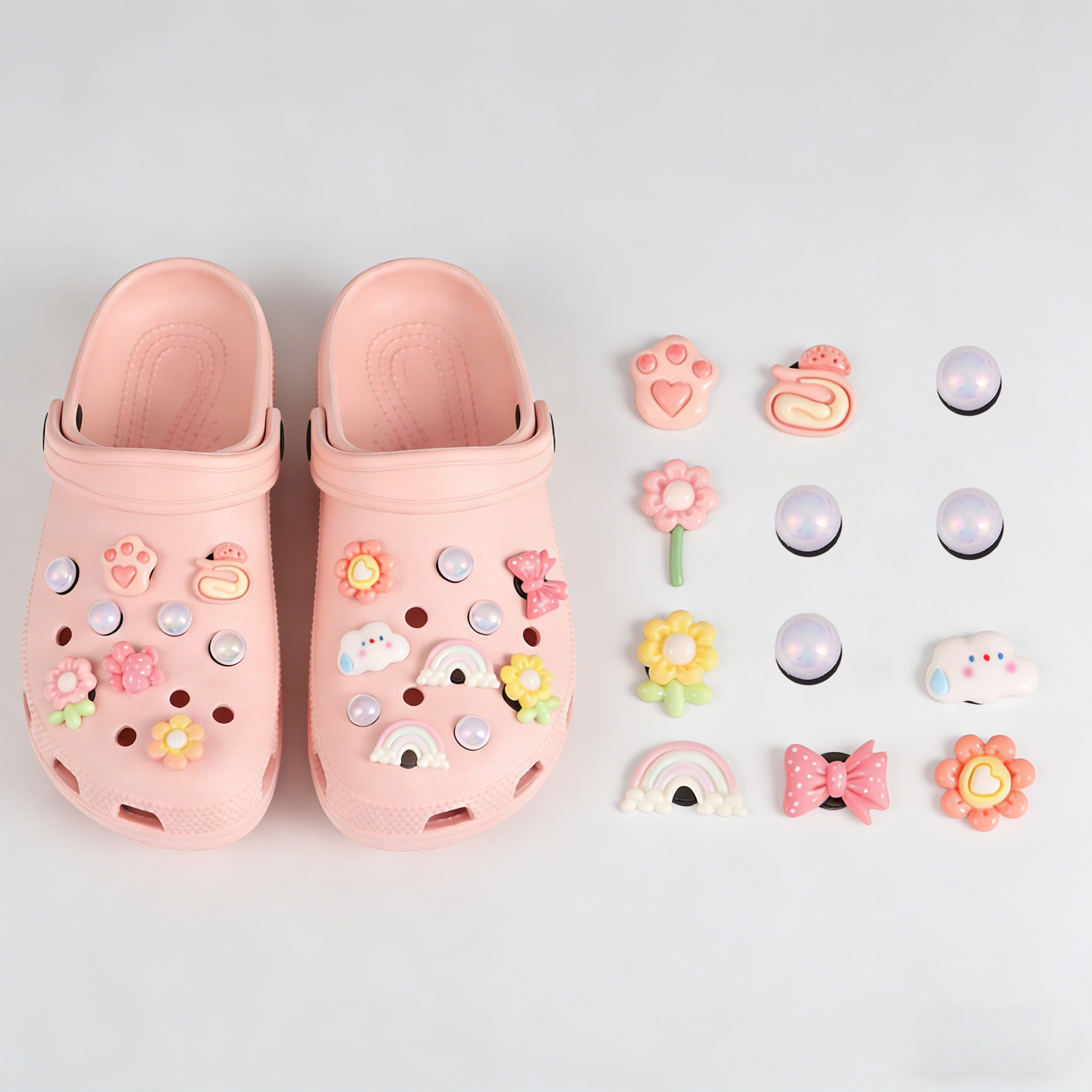 10/12 Pcs Cute and Sweet Style Hole Shoes Accessories DIY Shoe Flowers, DIY Girls, Women, Best Friends Same Style