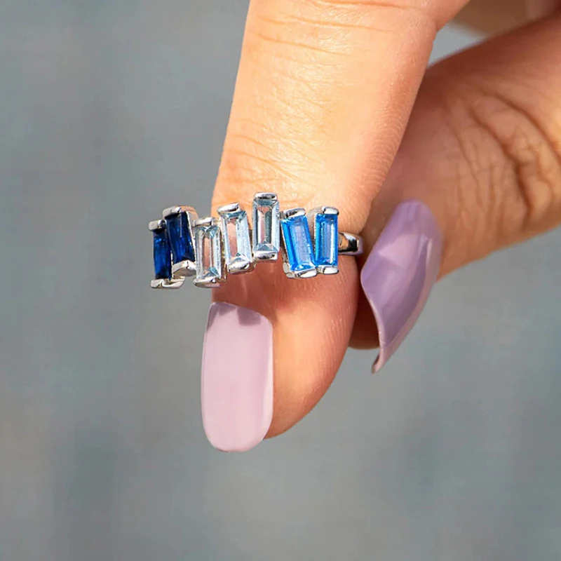 Huitan Charming Women Ring Full Bright Cubic Zirconia Geometric Party Accessories Fashion Wedding Temperament Finger Jewelry