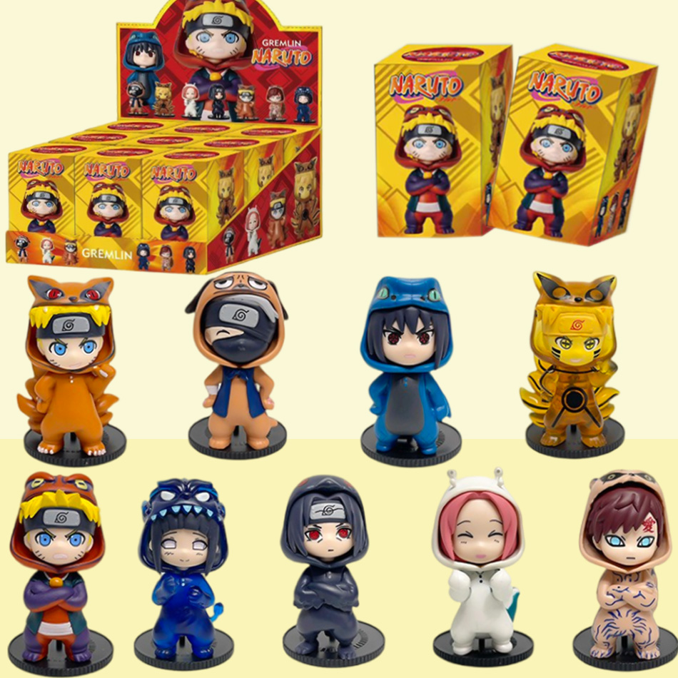 NEW Anime Naruto Blind Box Pajamars Series Action Figures Model Sasuke Kakashi Costume Design Decoration Toy Hot