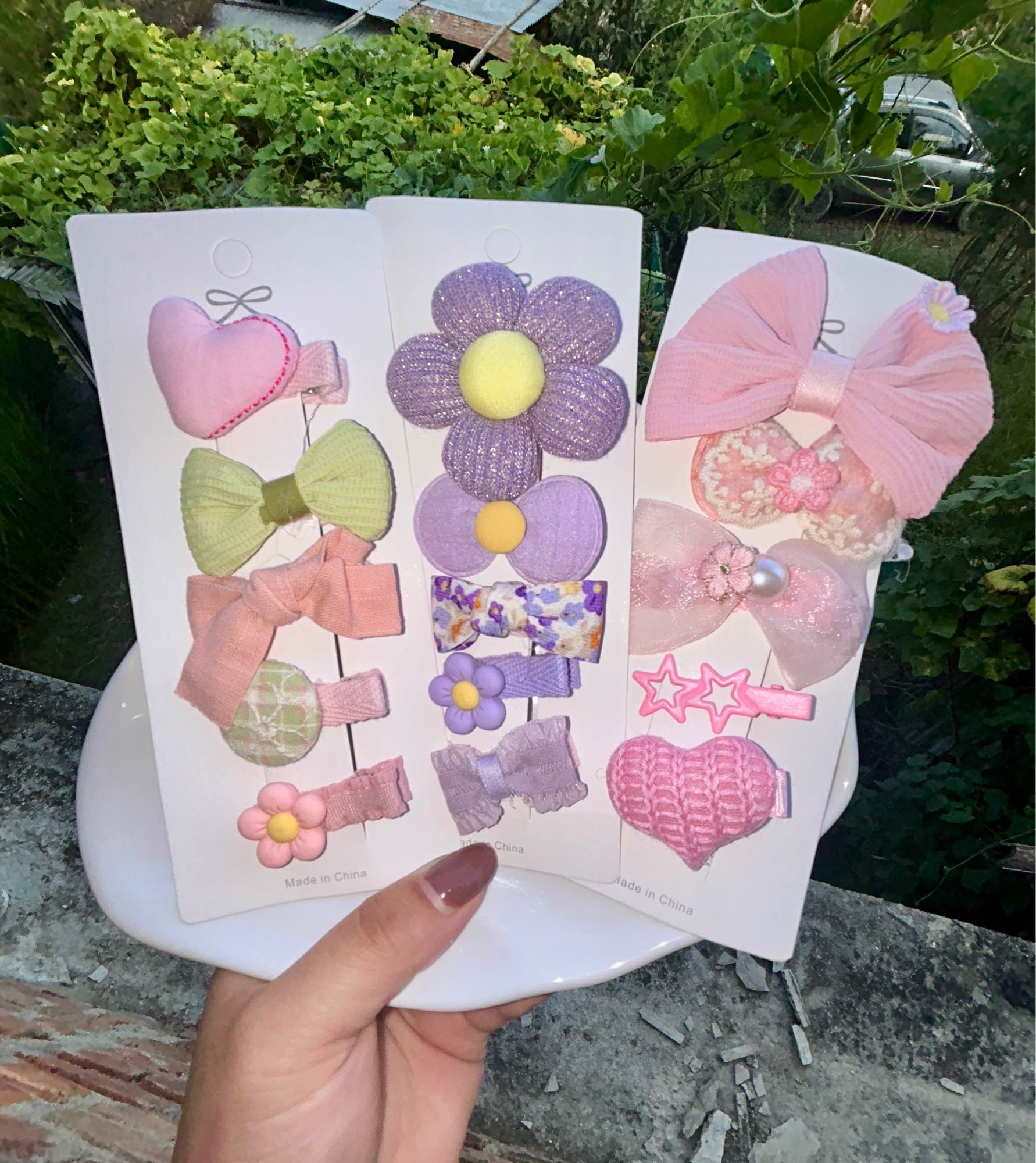 Cute Hair Clips Set for Girls - Bow, Flower & Heart Design (Pack of 5)