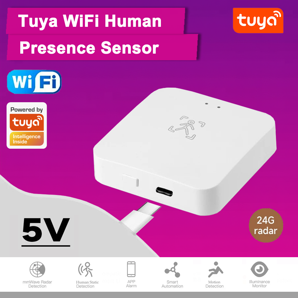 Wifi Human Presence Motion Sensor with Luminance/Distance Detection 5/110/220V Tuya Smart Life Home
