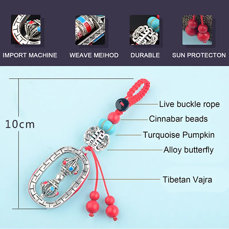 Tibetan Six-character Mantra Prayer Wheel Pendant Keychain Buddhist Jewelry For Buddhist Believers And Daily Wear