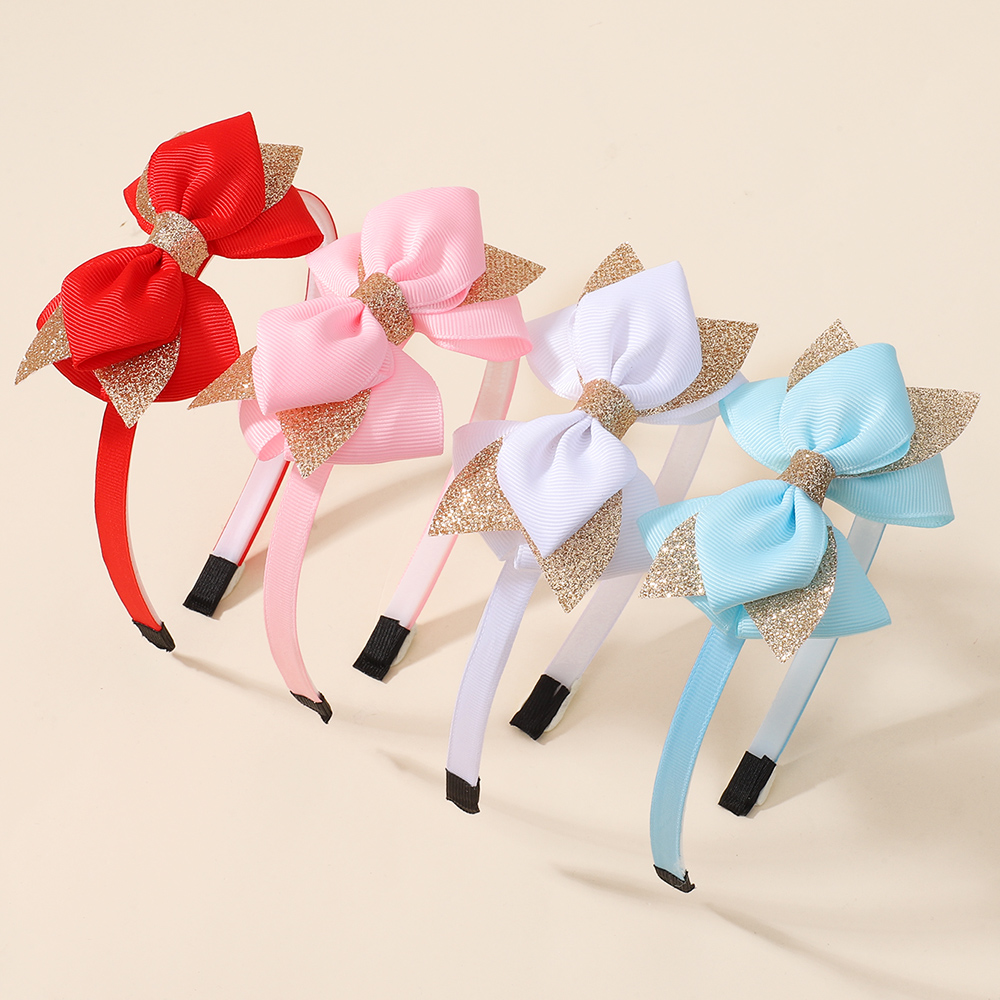 1pcs Cute Bowknot Hairband Girls Handmade Ribbon Hairbands Headwear Cartoon Bow Hair Hoop Kids Hair Accessories Glitter
