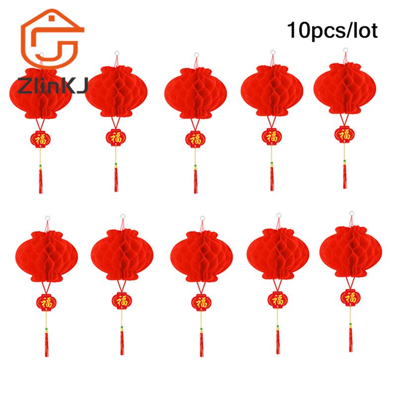 10Pcs 2023 Chinese New Year 6 Inch Traditional Chinese Red Paper Lantern Hang Pendant Waterproof Festival Lanterns Decoration