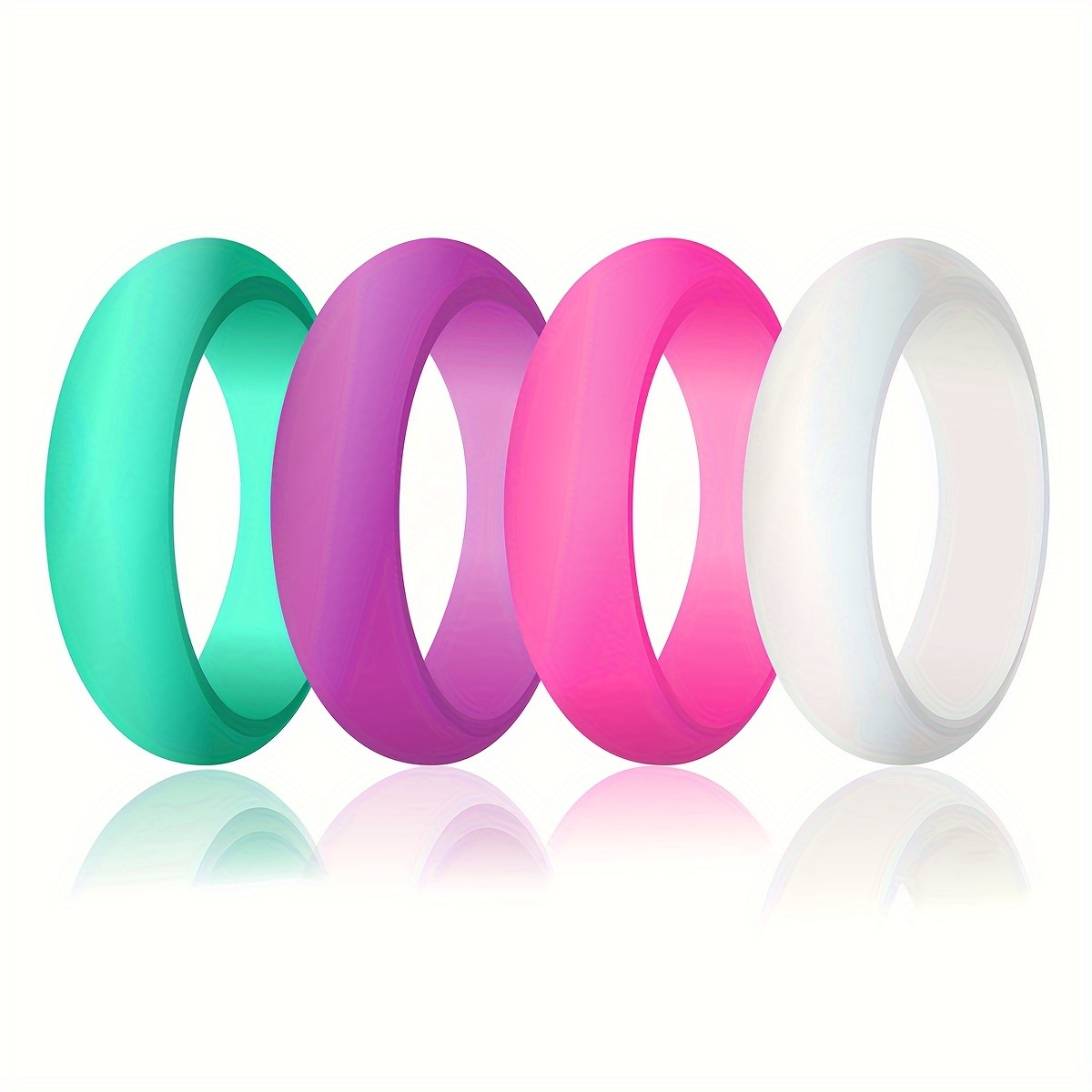 4Pcs Colorful Silicone Rings for Her, 5.5mm Wide Wedding Bands Women Hypoallergenic Waterproof Sports Ring Size 5-12