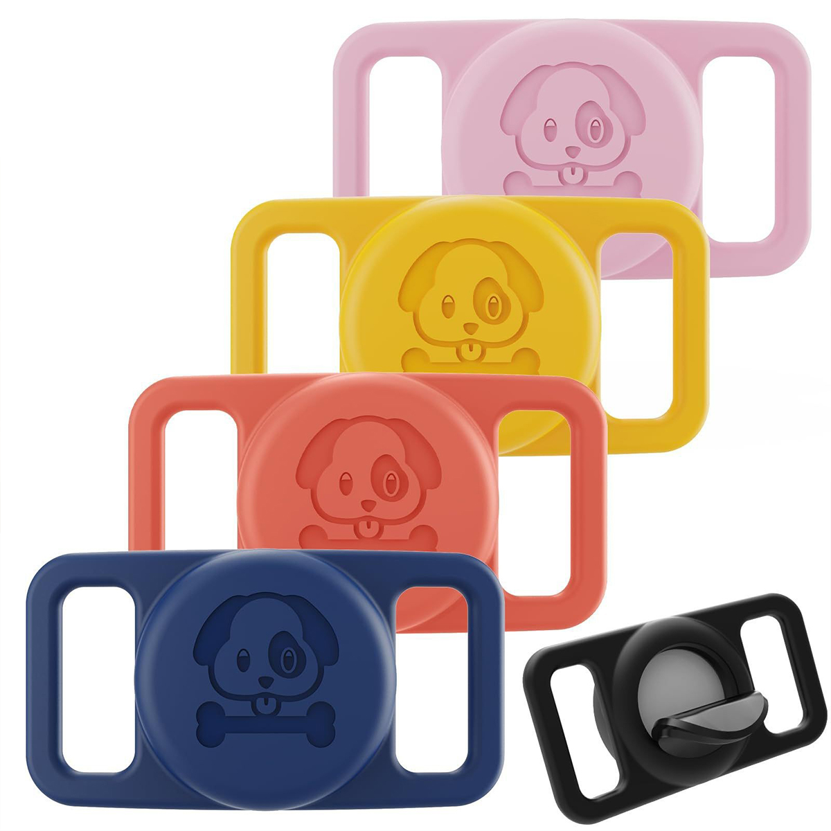 For Apple Airtag Pet Collar Holder Dog Cat Waterproof Silicone Hidden Loop GPS Finder Anti-Lost Tracker Protective Case Accessor