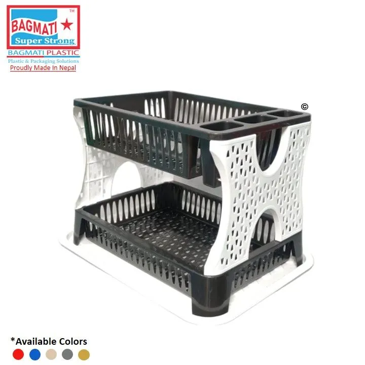 Bagmati Plastic Nova Dishrack 2 Layer With Draining Plate