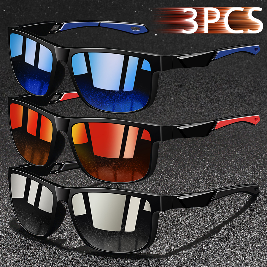 3PCS Fashion Men Women Running Mountaineering Fishing Sunglasses MTB Eyewear Outdoor Sport protective glasses