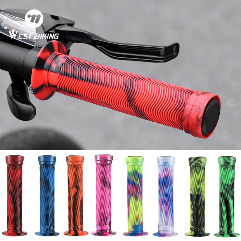 WEST BIKING New Bicycle Handlebar Grips Anti-skid Bar End Comfy Hand Feel MTB Cycling Hand Rest Shock-absorbing Bike Grips Parts