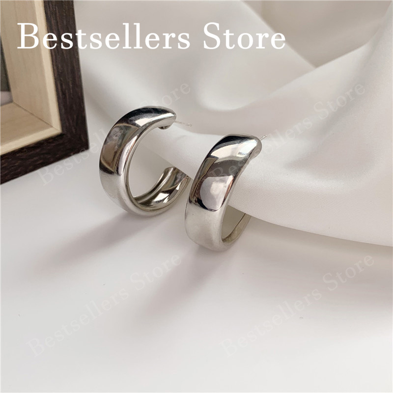 925 Sterling Silver / Gold-Plated Elegant Plain Hoop Stud Earrings Fashion Women's Charming Party Jewelry Everyday