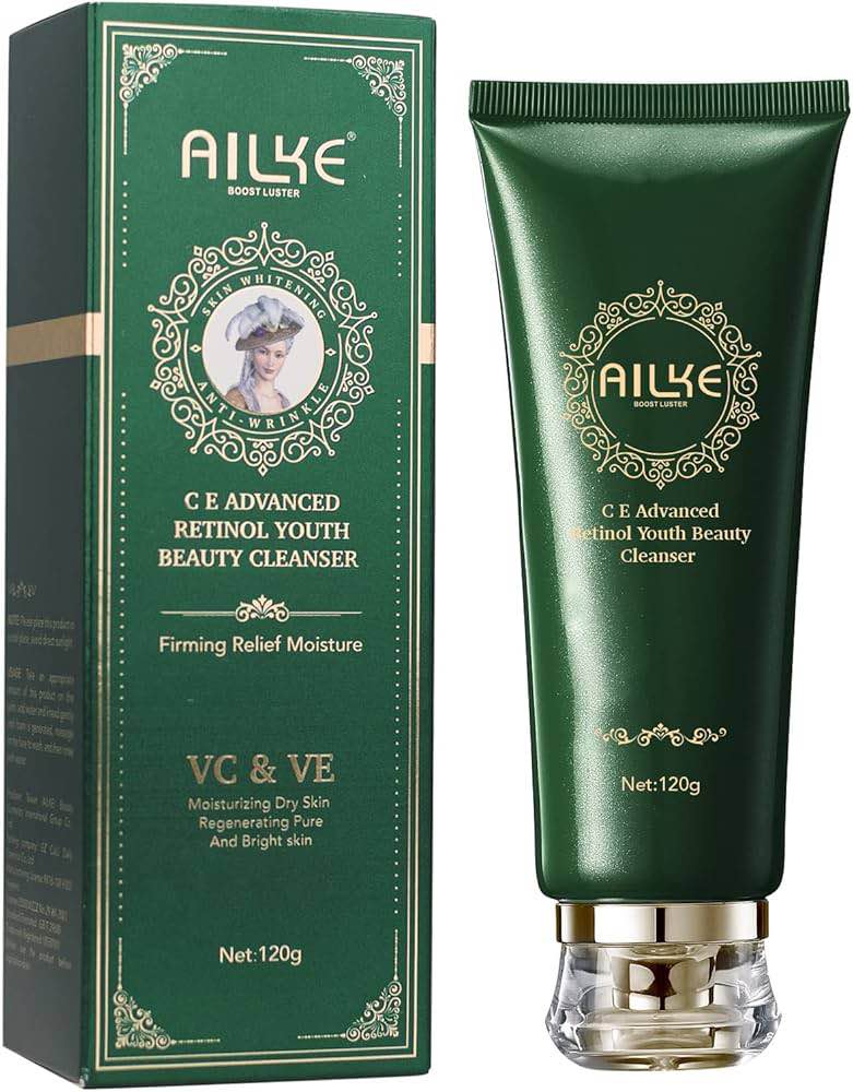 AILKE Vitamin C/E, Advanced Retinol Youth Beauty Cleanser, Deeply Clean Stains, Firming, Moisturizing, Brightening, Gentle Face Wash 120gm