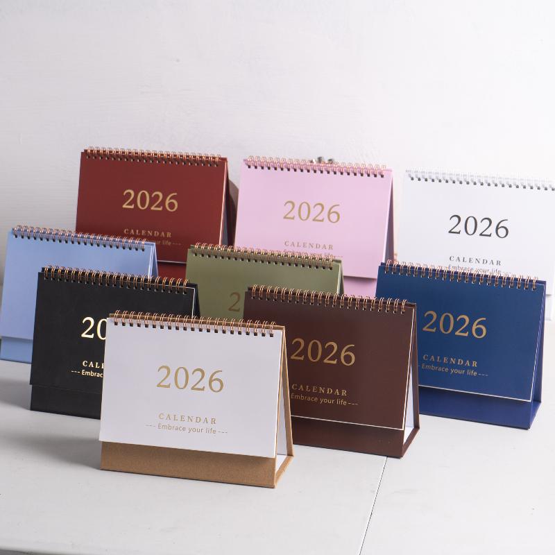 2026 Simple Solid Color Mini Coil Desktop Paper Calendar Daily Scheduler Table Planner Monthly Agenda For Home Office School