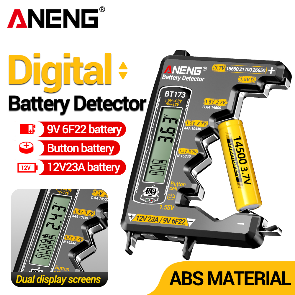 ANENG BT173 Battery Voltage Lithium Ion Batteries Bar/Value Dual Display Detector Visual 12V 23A Display Testing Tester Tools