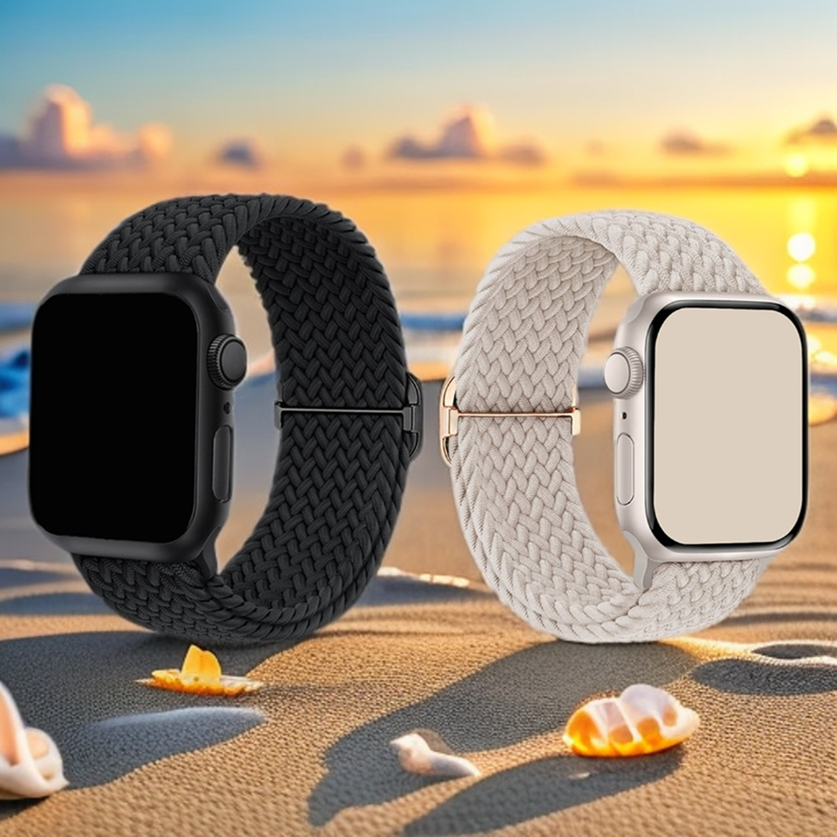 1Pcs Braided Elastic Compatible Watch 49mm 45mm 44mm 42mm 41mm 40mm 38mm Ultra Watch 10/9/8/7/6/5 Men's and Women's Styles