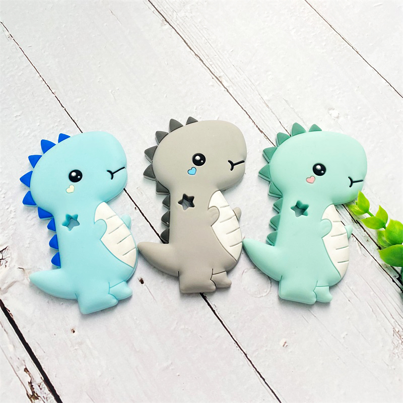 1pcs Silicone Dinosaur Teether Cartoon Animal Rodent Teeth Necklace Food Grade Baby Chew Toy