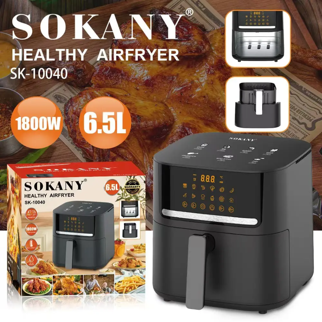 Sokany Digital Air Fryer 6.5 Ltrs | 12 Preset Menus | Detachable basket | 1800 Watts