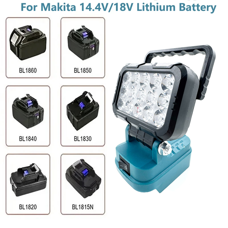 For Makita 14.4V 18V Li-ion Battery 3 Inch LED Working Lantern With Dual USB Ports Bright Portable Lamp For Repair Adjustment