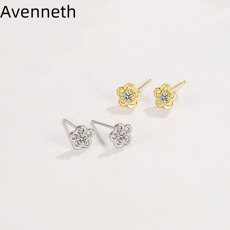 New Fashion Sweet Flower Stud Earrings for Women Piercing Cartilage Ear Cute Zircon Gold Color Women's Accessories Jewelry