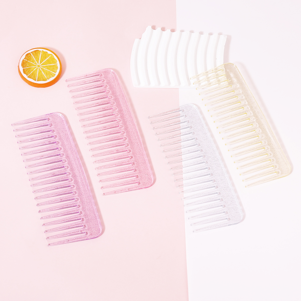 1pc non handle shaped massage hair styling comb, plastic transparent style salon hair styling comb Special for real hair