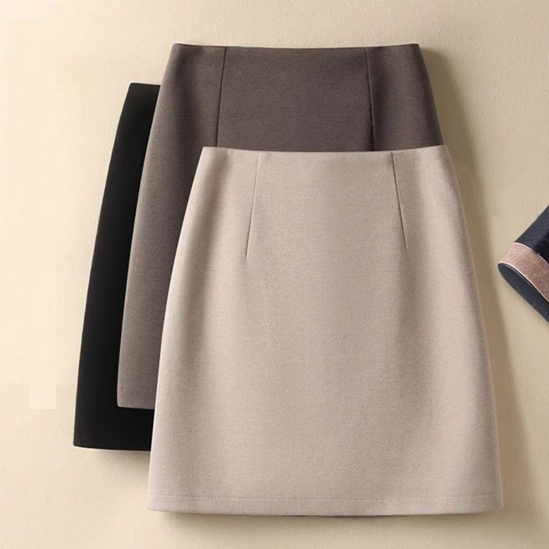 Female New Korean A-line Wool Skirts Lady Fashion Thin High Waist Skirts Girls Classic Retro Wrap Hip Short Dress