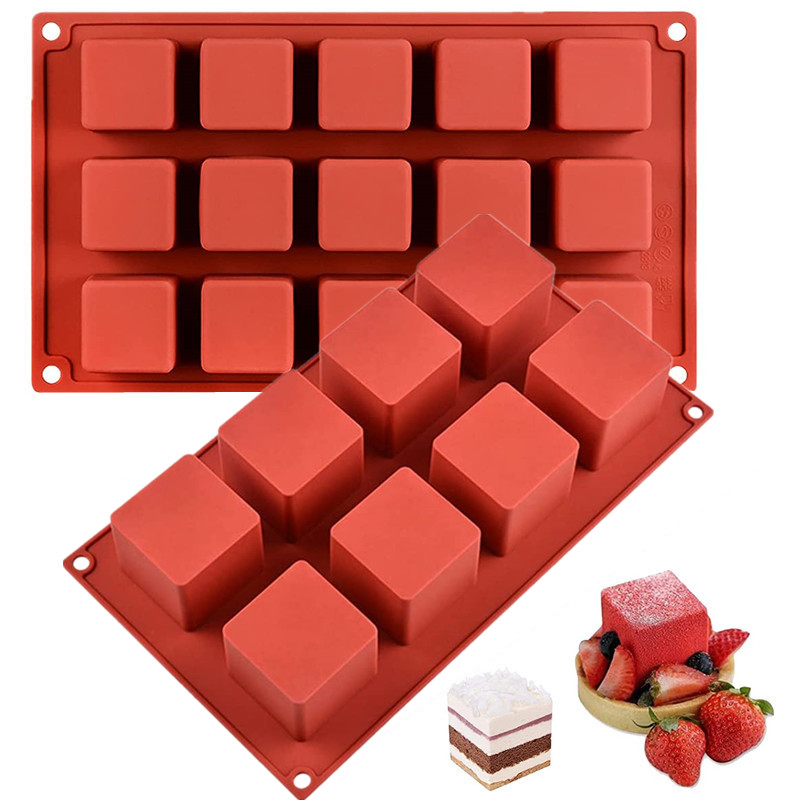 3D Square Silicone Mold Mousse Cake Baking Moulds Soap Candle Jelly Brownie Cheesecake Chocolate Truffle Pudding Tray
