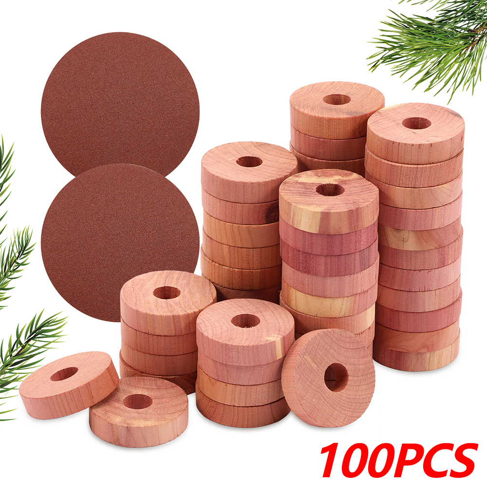 100Pcs Cedar Block Cedar Wood Moth Repellent with Sandpaper Health Natural Clothes Camphor Insect Repellent Moth Ball for Drawer