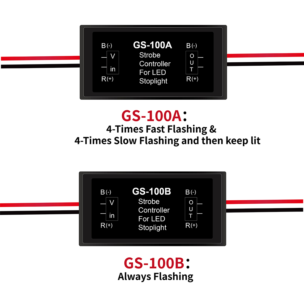 GS-100A Strobe Flasher Tail Lamp Safety Prompt Module Motorcycle LED Brake Light Controller Car Light Control