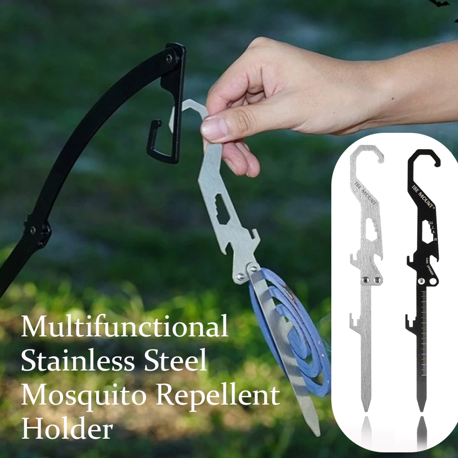 Multitool Foldable Mosquito Repellent Stand Outdoor Camping Portable Stainless Steel Hook Bottle Opener Distance Measuring Ruler