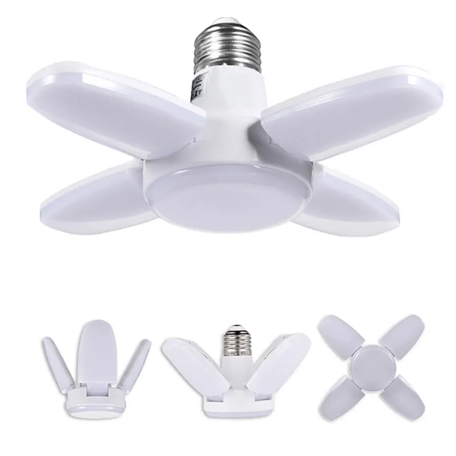 Foldable Fan Shape E27 LED Bulb 220V 85-265V LEDs Light Bulbs for Home Warehouse Garage 6500K Cold White Ceiling Lamp Spotlight