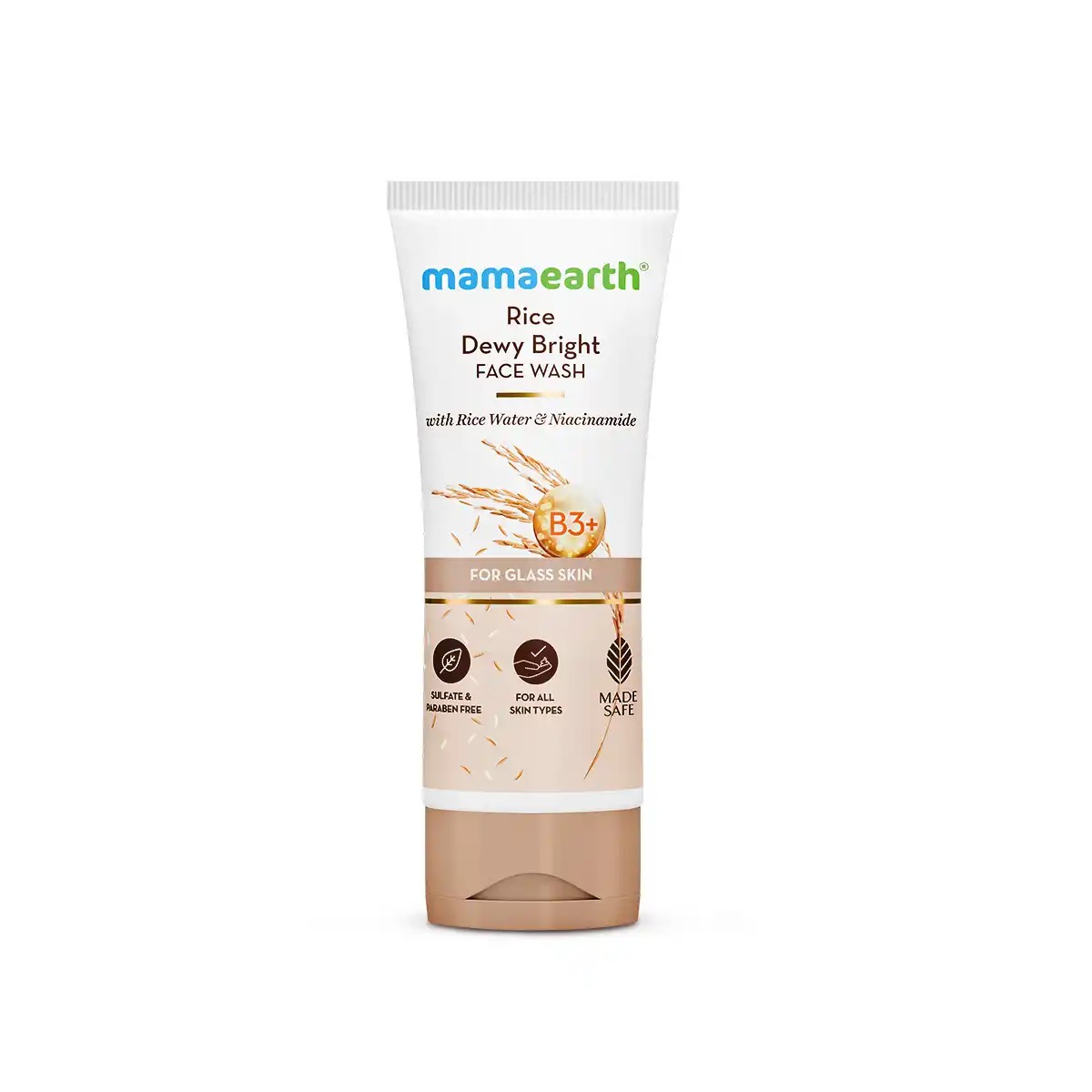 Mamaearth Rice Dewy Bright Face Wash With Rice Water & Niacinamide for Glass Skin | For Hydrated & Even skin Tone | Glowing & Brightening | Korean skin Care Product | For All skin Types | For Men & Women | 100 ml - image 1