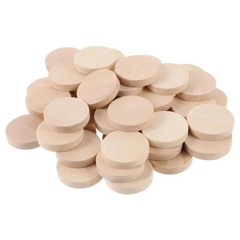 15-35mm Blank Wood Round Coins, Natural Beech Wooden Discs for DIY Craft, Painting, Staining, and Art Projects