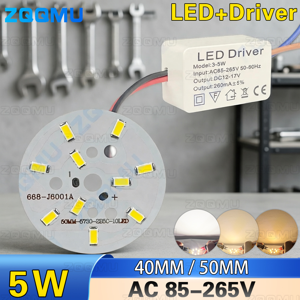 5W LED With Driver AC85-265V Warm White Neutral Light 40 50MM SMD5730 DIY Light Bulb Downlight Home Lighting Lamp Beads Source