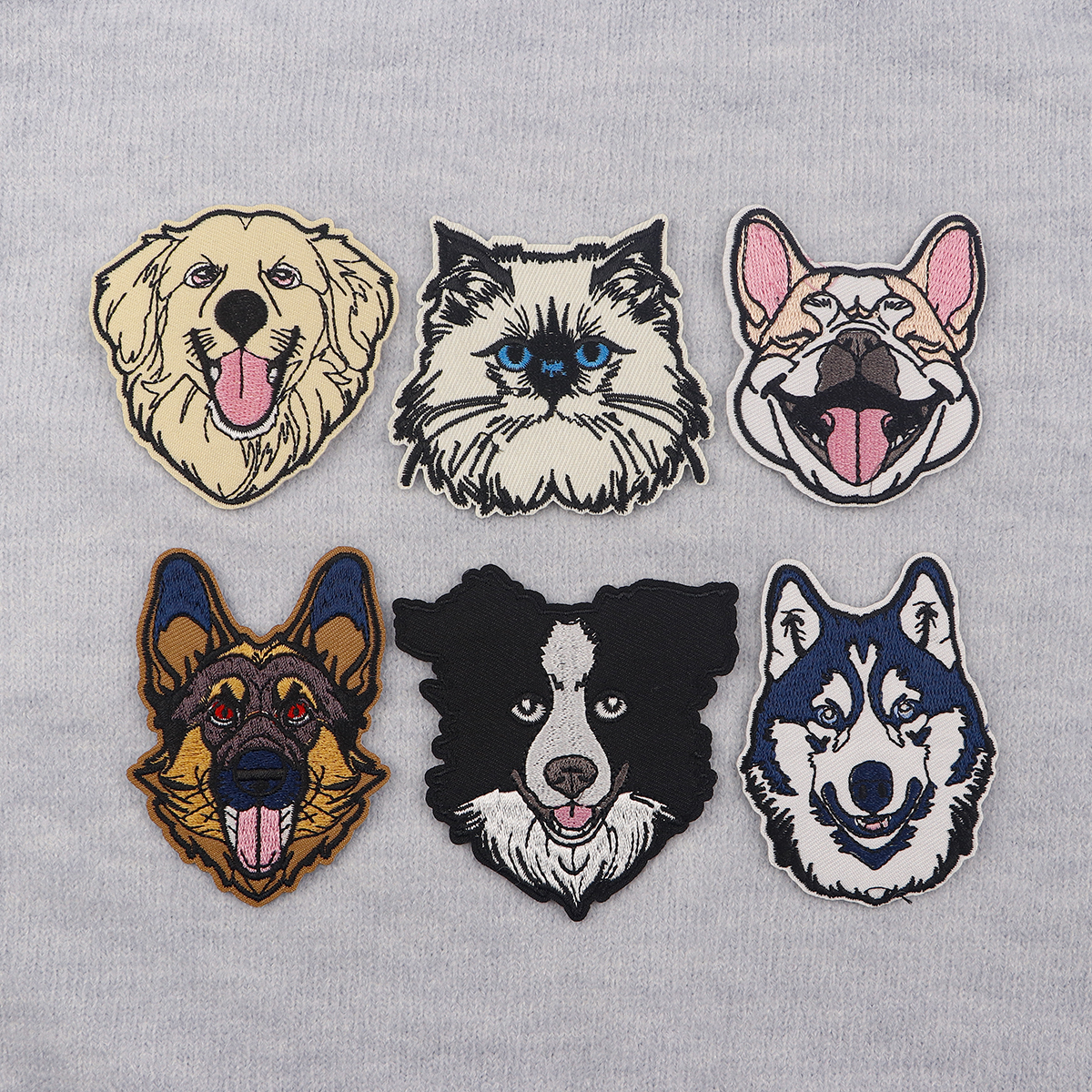 Cute Pet Dogs Patches On Clothes Animals Embroidered Patches Cartoon Cat Badges Iron On Patch DIY Clothing Accessories