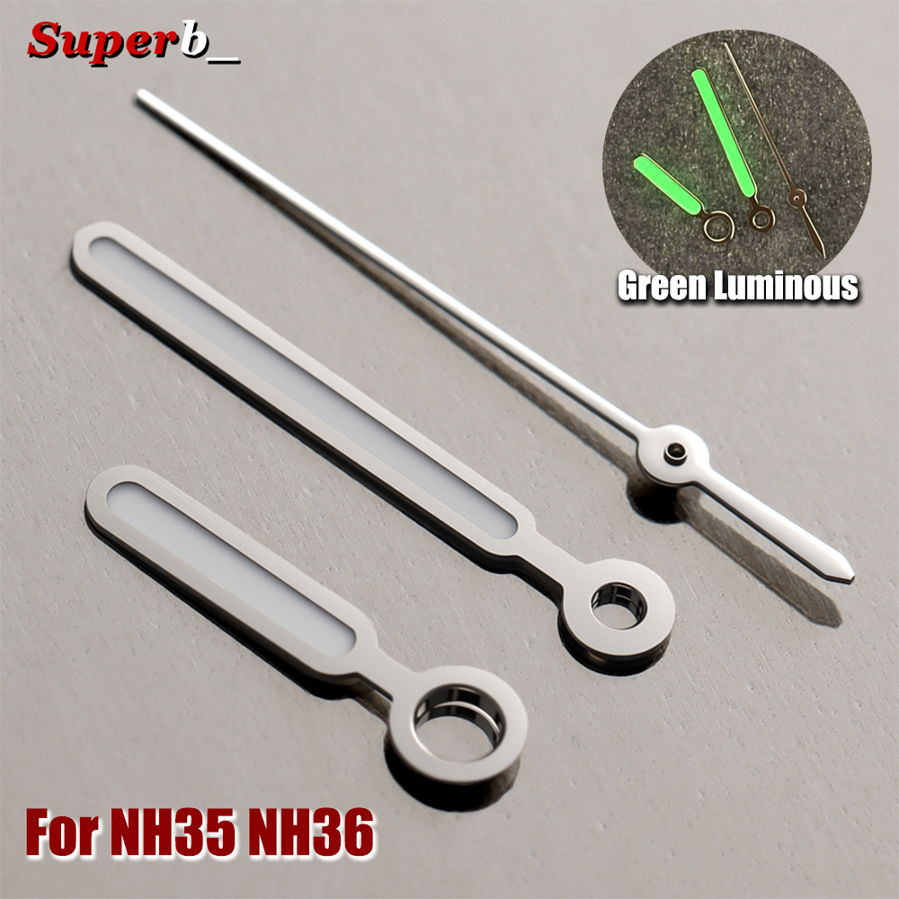 NH35 Hands Rose Gold Silver Watch Hands Green Luminous For NH35/NH36/4R/7S Movement Watches Pointers Accessories