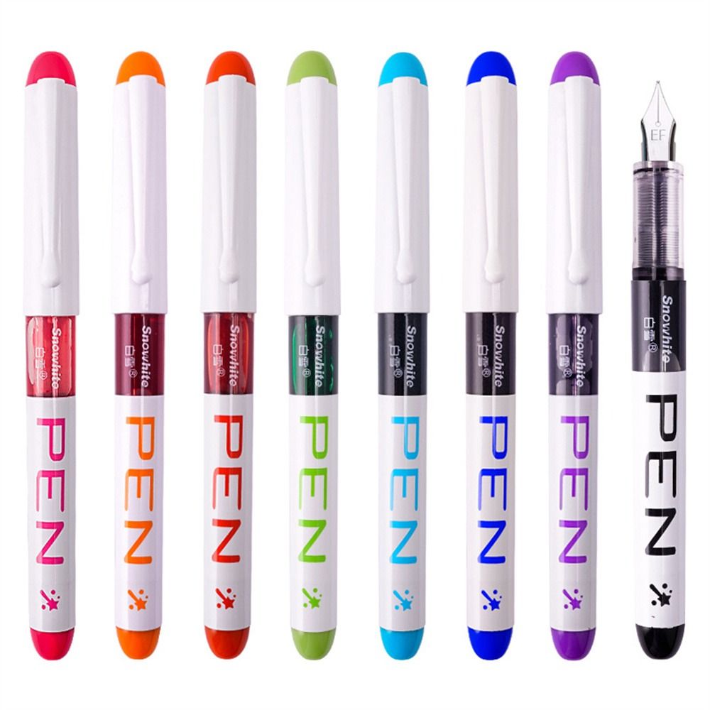 0.38mm Fountain Pen Writing Large Ink Office School Supplies 8 Colors Stationery Set Kawaii Fashion EF Nib