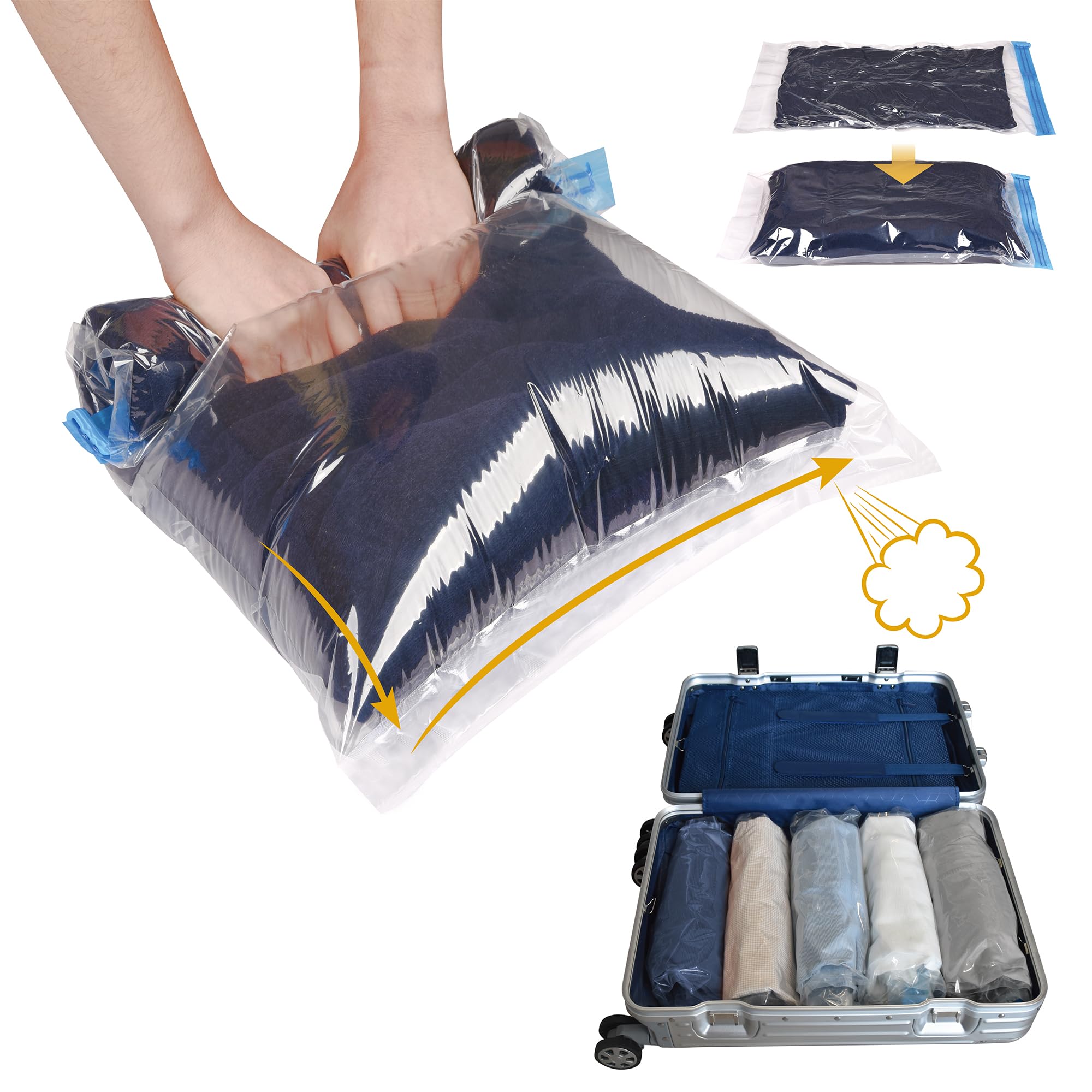 Multiple Sizes Vacuum Storage Bags Hand Roll Durable Space Saver Bags For Clothes Clothing Camping Travel Moving Must Organizer