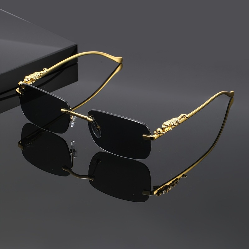 1pcs New Frameless Square Sunglasses Fashionable Leopard Print Transparent Sunglasses Women's Fashion Glasses