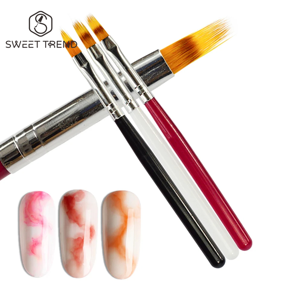 1pcs Nail Brush Pen UV Gel Gradient Bloom Nails Art Painting Wood Handle Nylon Hair Black White Red Draw Manicure Tools Supplies pen gpt