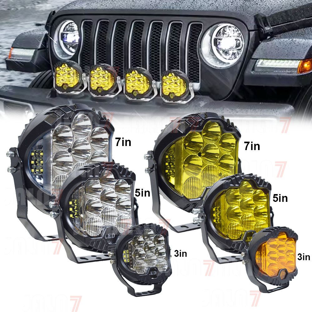 JALN7 LED Light OFF Road Soptlight 3 inch 5 inch 7 inch Pod Driving Light BA JA DESIGN Flash DRL White Amber Yellow 12V 24V