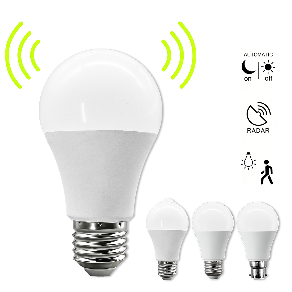 1-20PACK LED PIR Motion Sensor Bulb AC100-240V Microwave Cadar Bulbs 10W E27 B22 Auto ON/OFF for Outdoor Parking Lighting