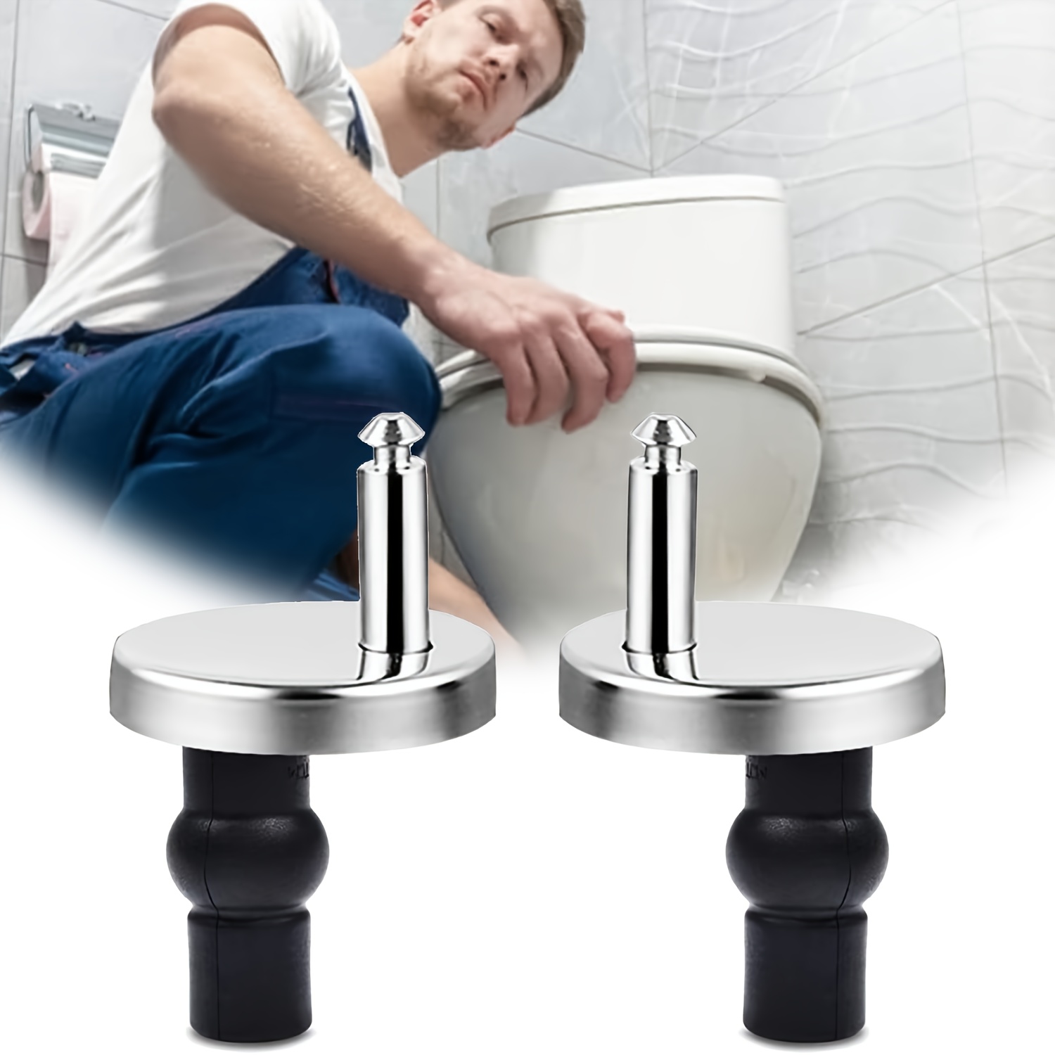 2pcs Universal Toilet Seat Bolts and Screws Replacement Quick Release Seat Hinge Fixings Parts, Suitable for 14mm-16mm Holes